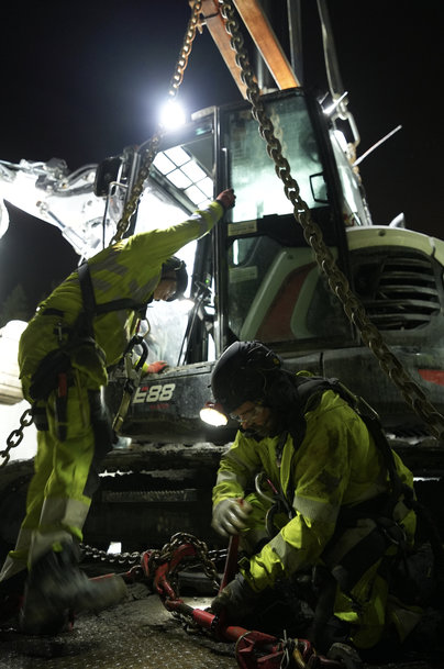 Remote Control Bobcat Excavator for Shaft Work in Sweden